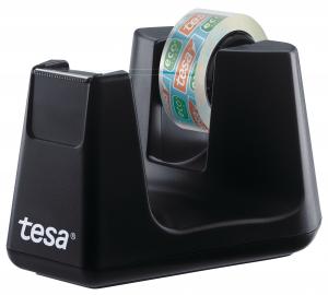 Stalinis lipnios juostelės dėklas TESA Easy Cut Smart su Tesafilm ekologiška ir skaidria juostele, 15mm x 10m