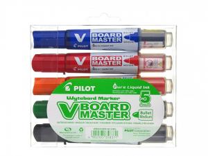 Žymeklių baltai lentai rinkinys Pilot V Board Master, apvaliu galiuku, 5 spalvos