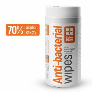 Antibakterinės servetėlės rankoms ir paviršiams Colorway, 70 % alkoholio, 100 vnt pakuotėje