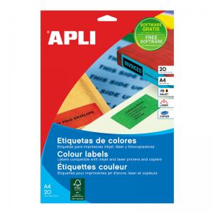 Lipnios etiketės APLI, 70 x 37 mm, A4, 24 lipdukai lape, 20 lapų, žalia