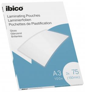 Laminavimo vokeliai Ibico, A3, 303x426 mm, 75 mik., blizgūs, 100 vnt.