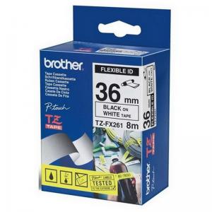 Juostelė Brother TZ-FX261, 36mm x 8m, Balta ant Juodo