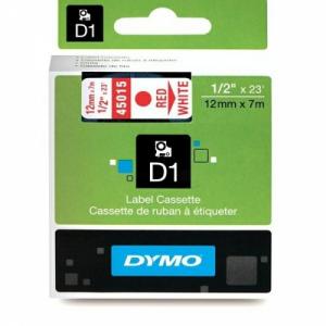 Dymo D1 45015 (S0720550) Ženklinimo juostos kasetė, 12mm x 7m, Red on White