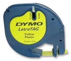 Etikečių juostelė DYMO LETRATAG, plastikinė, 12mmx4 m, geltonos spalvos