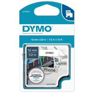 Etikečių juostelė Dymo D1, 12mm x 3.5m, juodos ir baltos spalvos