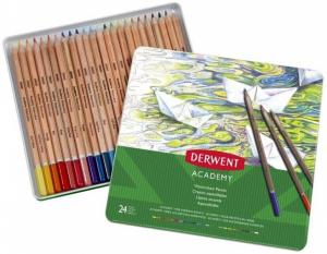 Akvareliniai pieštukai Derwent Academy, 24 spalvos
