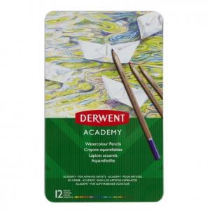 Akvareliniai pieštukai Derwent Academy, 12 spalvos