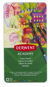 Spalvoti pieštukai Derwent Academy, 12 spalvos