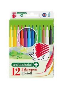 Flomasteriai ICO, antibakteriniai, 12 spalvų