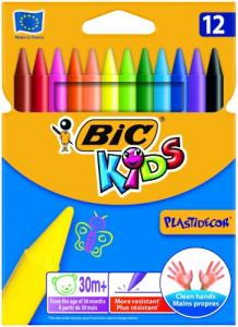 Bic Vaškinės spalvotos kreidelės PlastiDecor 12 spalvų rinkinys 945764