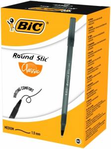 Bic Tušinukas Round Stic 1.0 mm, juodas, pakuotėje 60 vnt. 256385