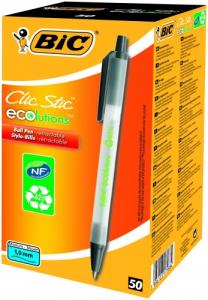 Bic Tušinukas Eco Clicstic 1.0 mm, juodas, pakuotėje 50 vnt. 175884