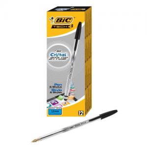 Bic Tušinukas Cristal Stylus 1.0 mm, juodas, pakuotėje 12 vnt 307490