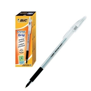 Bic Tušinukas Ball pen Cristal Grip 1.0 mm, juodas, pakuotėje 20 vnt. 004054