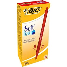 Bic Tušinukas Softfeel Clic 1.0 mm, raudonas, pakuotėje 12 vnt.