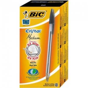 Bic Tušinukas Cristal 1.0 mm, Juodas, pakuotėje 50 vnt. 847897
