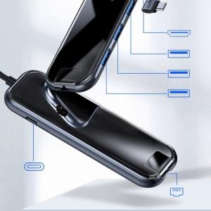 Jungčių stotelė / adapteris Baseus CAHUB-DZ0G (Type-C to 3xUSB3.0+HD4K+RJ45+PD) Pilkas