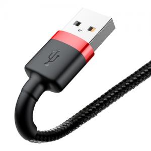 Kabelis Baseus USB2.0 A - IP lightning, 1 m, QC3.0 su nailoniniu šarvu Cafule raudonas/juodas