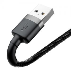 Kabelis Baseus USB2.0 A kištukas - IP lightning, 2 m, QC3.0 su nailoniniu šarvu Cafule pilkas/juodas