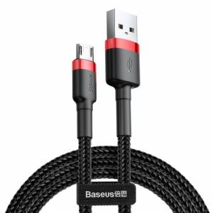 Kabelis Baseus USB2.0 A kištukas -  micro USB 1 m, QC3.0 su nailoniniu šarvu Cafule raudonas/juodas