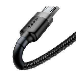 Kabelis Baseus USB2.0 A kištukas -  micro USB 2 m, QC3.0 su nailoniniu šarvu Cafule pilkas/juodas