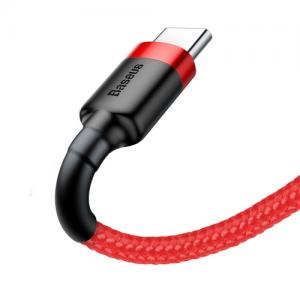 Kabelis Baseus USB2.0 A kištukas - USB C kištukas 0.5 m, QC3.0 su nailoniniu šarvu Cafule, raudonas