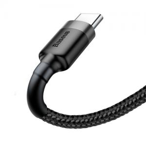 Kabelis Baseus USB2.0 A kištukas - USB C kištukas 2 m,su nailoniniu šarvu Cafule, pilkas/juodas