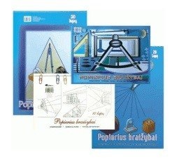 Braižybos ir piešimo popierius SMLT A4, 160 g/m2, 20 lapų, klijuotas