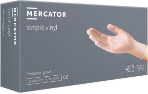 Vienkartinės pirštinės MERCATOR, vinilinės, nepudruotos, L dydis, 100 vnt