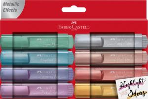 Teksto žymeklių rinkinys Faber-Castell Metallic, 8 spalvų