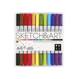 Dvipusiai flomasteriai Sketch&Art, 24 spalvų