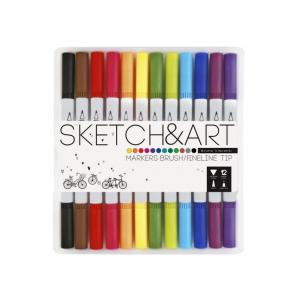Dvipusiai flomasteriai Sketch&Art,  12 spalvų