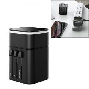 Sieninis įkroviklis + universalus kelioninis adapteris EU/UK/USA/AUS 18W USB+USB-C 3A