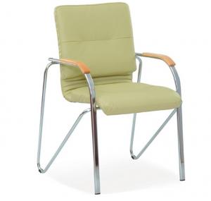 Lankytojų kėdė NOWY STYL SAMBA ULTRA Chrome ECO-13, odos imitacija, šviesaus medžio porankiai