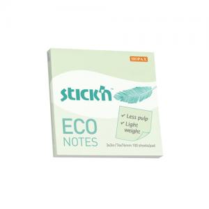 Lipnūs lapeliai StickN, 21748, Eco, 76x76mm, 100 lapelių, žalsvos spalvos