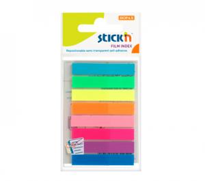 Plastikiniai žymekliai Stick´N 21401, 45x8mm, 8 neoninės spalvos po 20 vnt., blisteryje