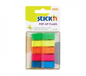 Plastikiniai žymekliai Stick´N 26029, 45x12mm, 5 spalvos po 40vnt.,blisteryje