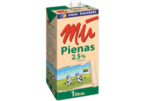 Pienas MŪ, be laktozės, 2.5 rieb., 1l x 12vnt.