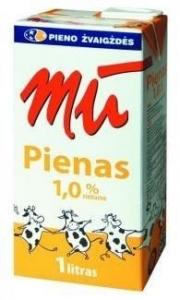 Pienas MŪ, pasterizuotas, 1 rieb., 1l x 12vnt.