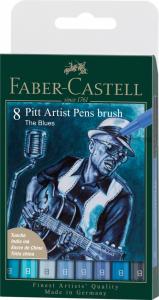 Rašikliai piešimui Faber-Castell Pitt Artist Pen The Blues, 8vnt