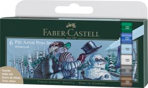 Teptukiniai rašikliai piešimui Faber-Castell Pitt Artist Pen, Winterlude, 6 spalvų