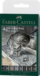 Rašikliai piešimui Faber-Castell Pitt Artist Pen Black&Grey,  8vnt