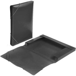 Dėklas dėžutė dokumentams su gumele, A5, 28х24х3cm, 1 skyrius, juodos spalvos