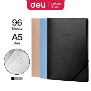 Užrašų knygutė DELI , A5, 96lapų, langeliais, pu-viršelis, įvairių spalvų