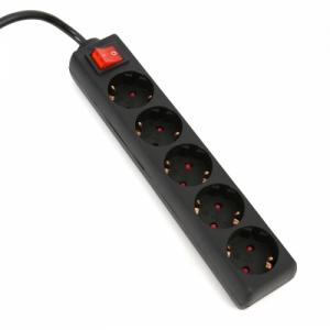 Ilgiklis su įžeminimu OMEGA, 5m, 16 A, 5 lizdai, F Tipo, Schuko German, Juodas