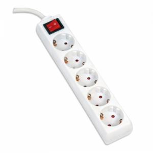 Ilgiklis su įžeminimu OMEGA, 3 m, 16 A, 5 lizdai, F Tipo, Schuko German, Baltas