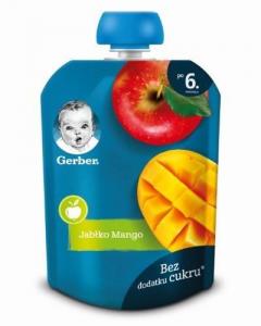 Vaikiška tyrelė GERBER obuolių ir mango skonio maišelyje, 90g