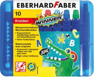 Akvarelinės-vaškinės kreidelės EberhardFaber, vandenyje tirpstančios,10 spalvų