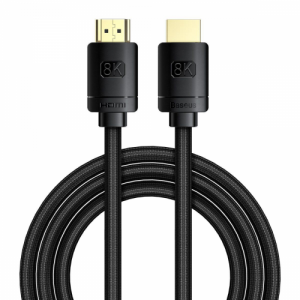 Kabelis Baseus HDMI 2.1 cable 8K 60 Hz 48 Gbps / 4K 120 Hz / 2K 144 Hz 3D eARC QMS Dynamic HDR VRR ALLM, 3 m, Juodas