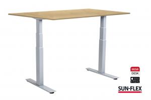 Reguliuojamo aukščio stalas SUN-FLEX®EASYDESK ADAPT, elektrinis, dviejų variklių, baltas rėmas, 140x80 cm, baltas stalviršis